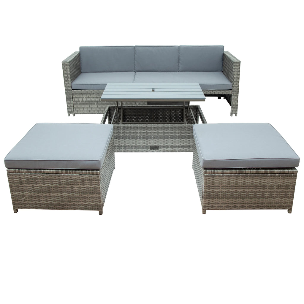 Grey 4 Piece PE Wicker Rattan Outdoor Sofa Set B347