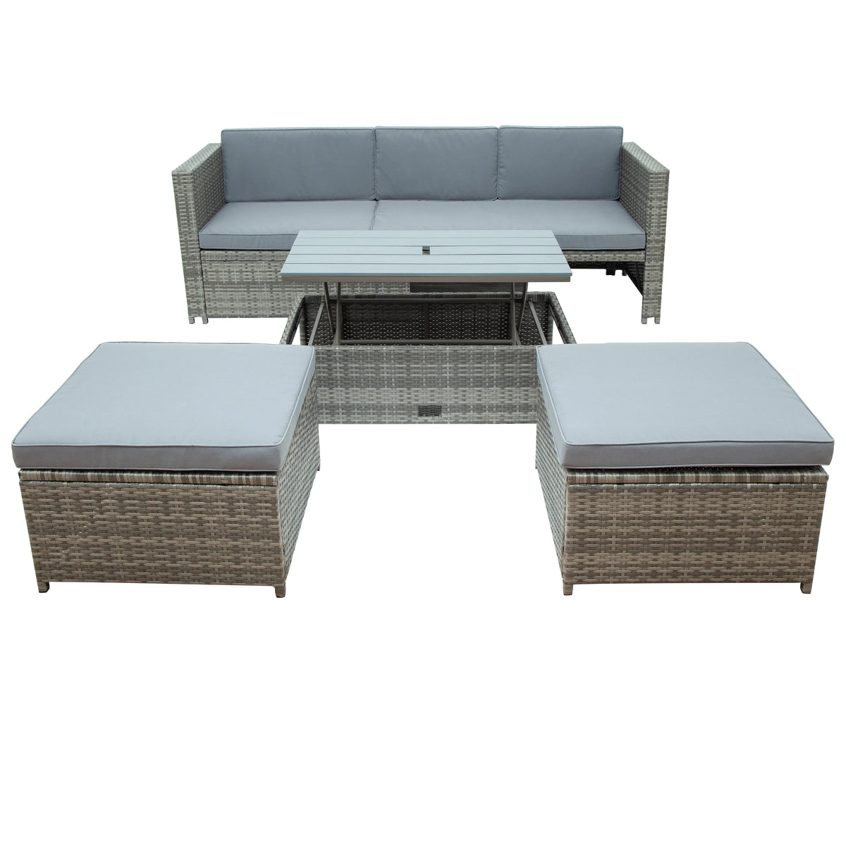 Grey 4 Piece PE Wicker Rattan Outdoor Sofa Set B347