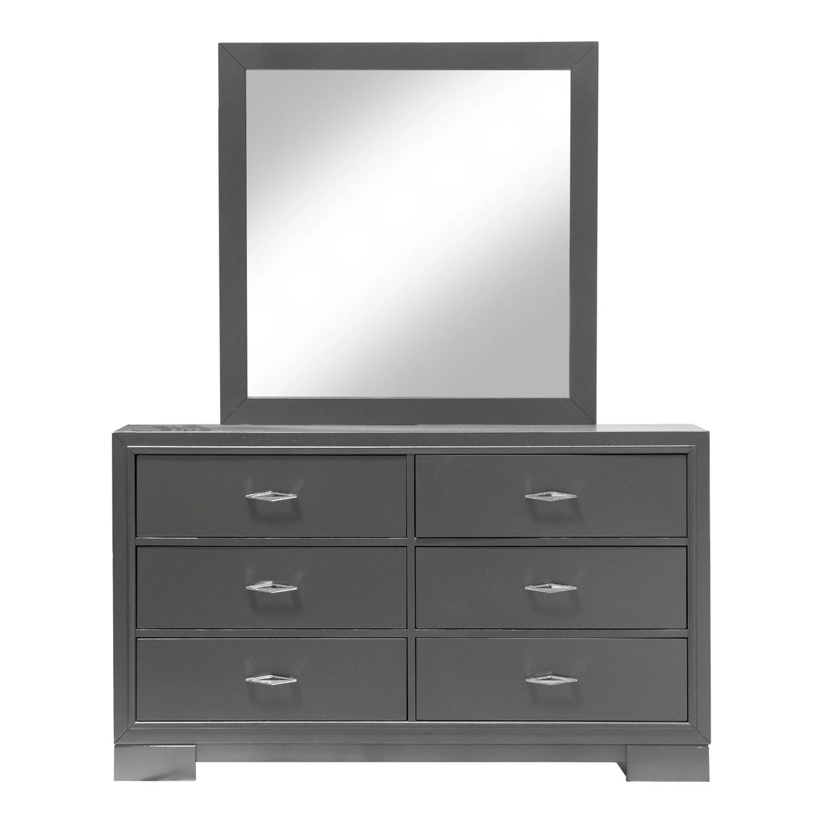 Gray Wood 6-Drawer Dresser with Mirror S671919