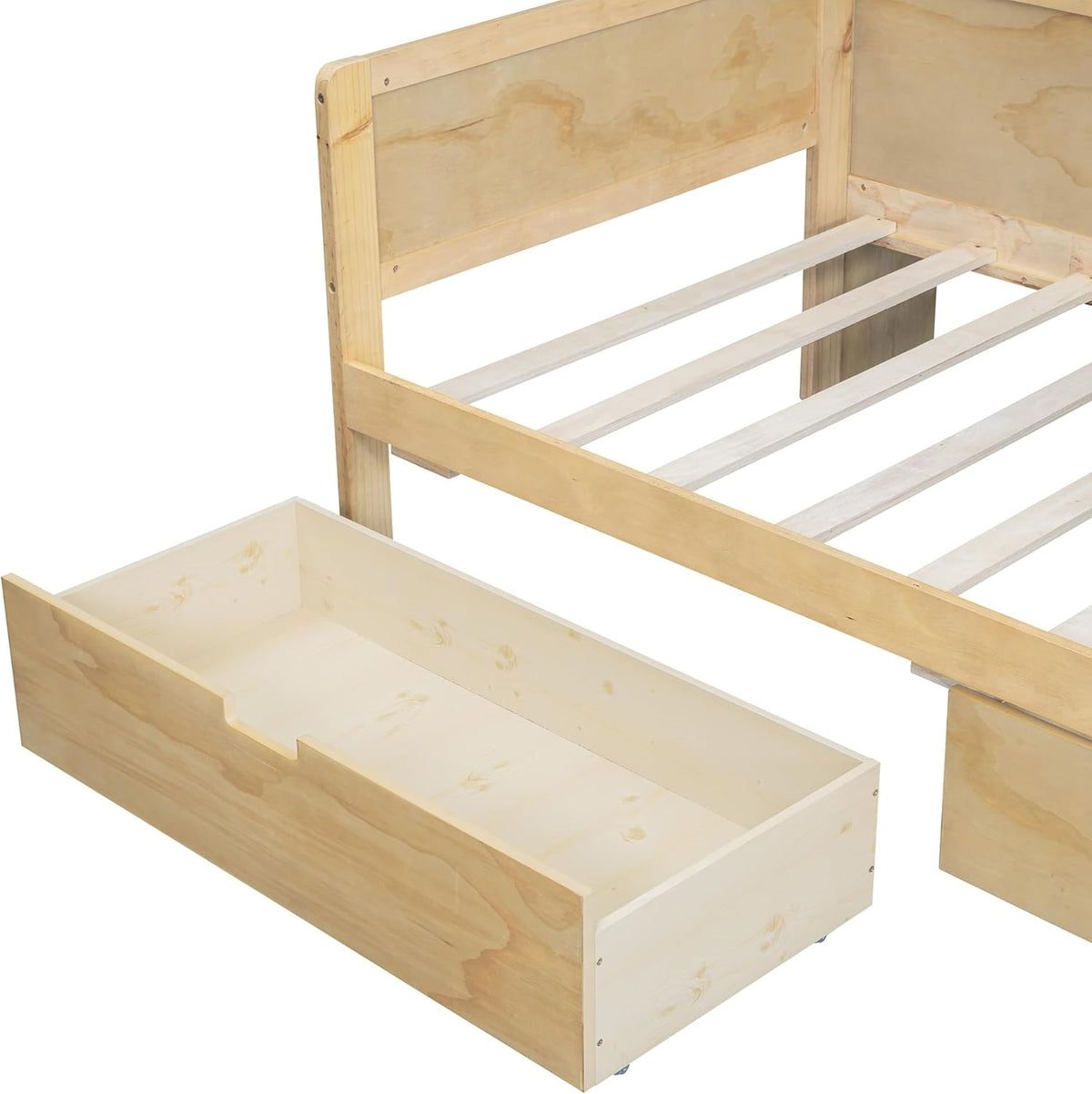 Twin Size Wooden Daybed with Storage Bookshelf, Study Desk and 2 Drawers E312