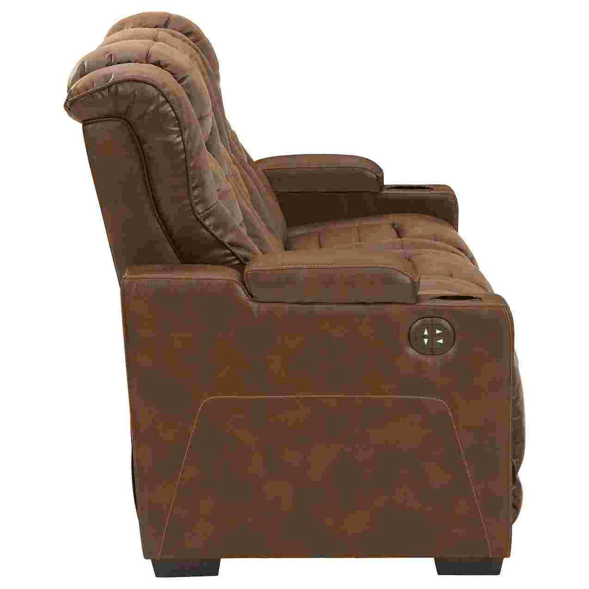 Brown Faux Leather Power Recliner Sofa V2824