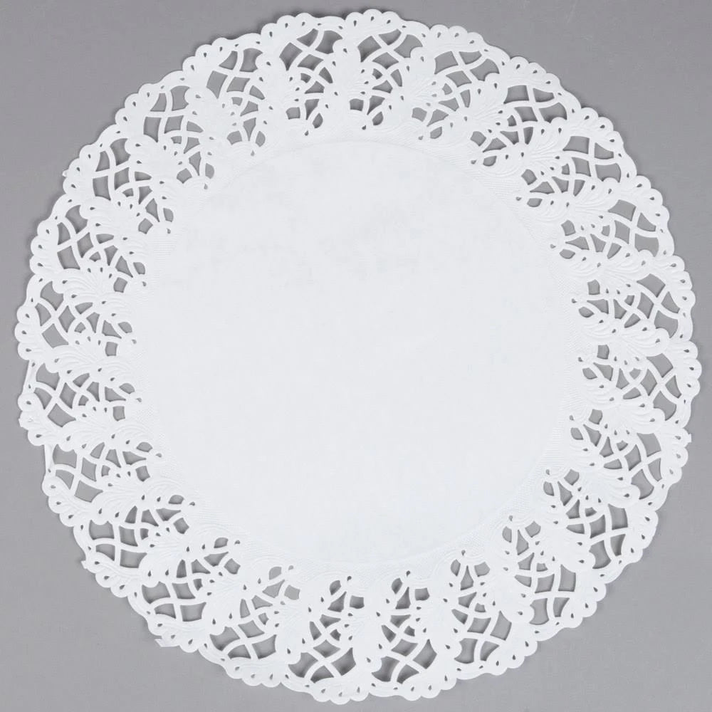 White 14 in. Round Cake Lace Doilies Y4704