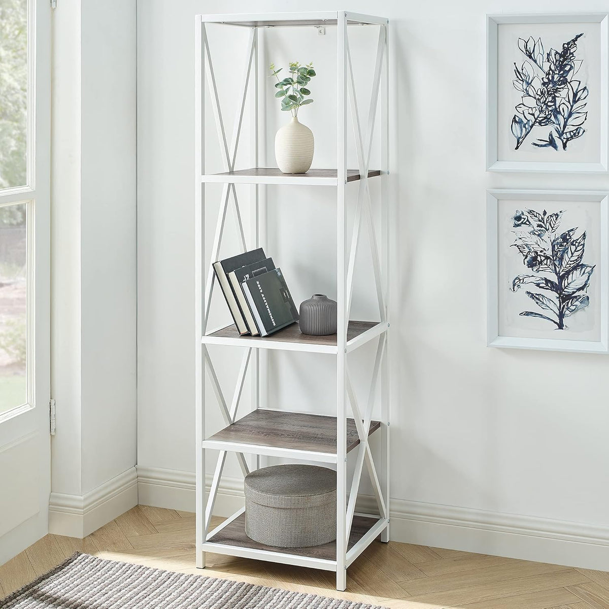 60 Inch Industrial Wood Metal Bookcase C513194
