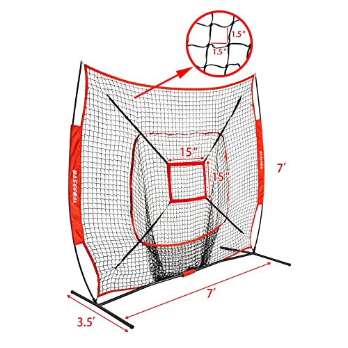 7'×7' Baseball Softball Practice Net with Strike Zone C75291
