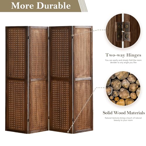 5.6Ft Wooden Pegboard Room Divider S49062