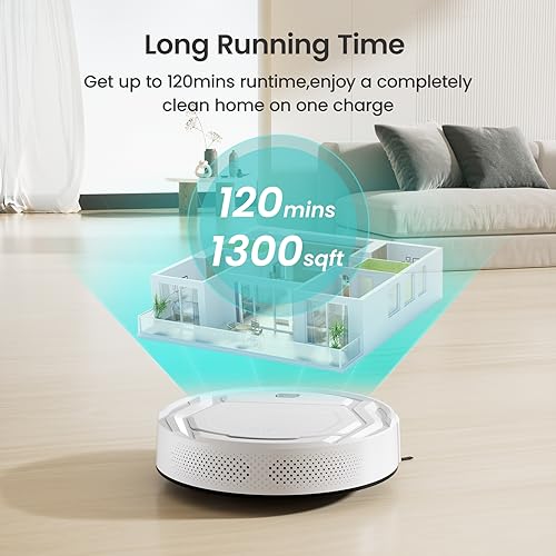 Robot Vacuum Cleaner, Strong Suction, 120 Mins Runtime, Slim, Low Noise, Self-Charging, Wi-Fi/App/Alexa Control G610190