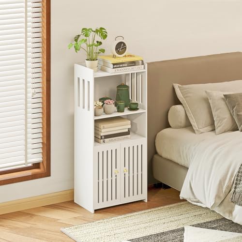 White 4-Tier Small Floor Cabinet with Door B12103