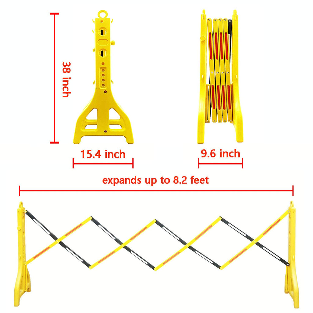 Expandable Mobile Barricade 2 Packs with 13 Feet Yellow Plastic Barrier Chain H968