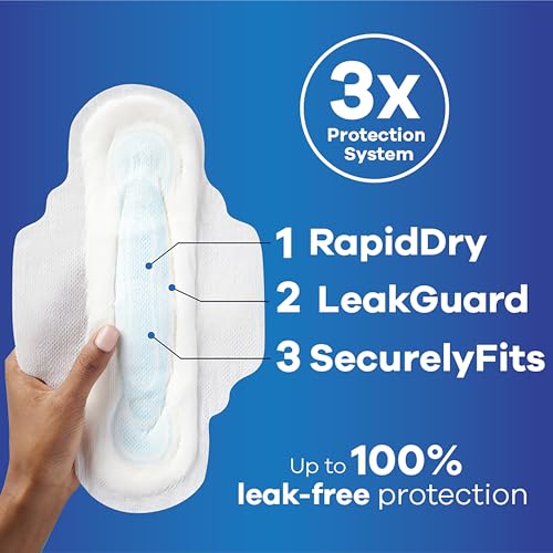 Size 2 Long Super Absorbency Unscented Maxi Pads with Wings, 60 Count J21106