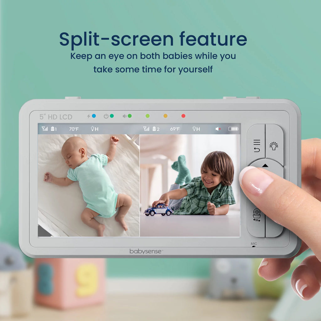 Baby Video Monitor Split Screen 5" HD Display with 2 Cameras O803539
