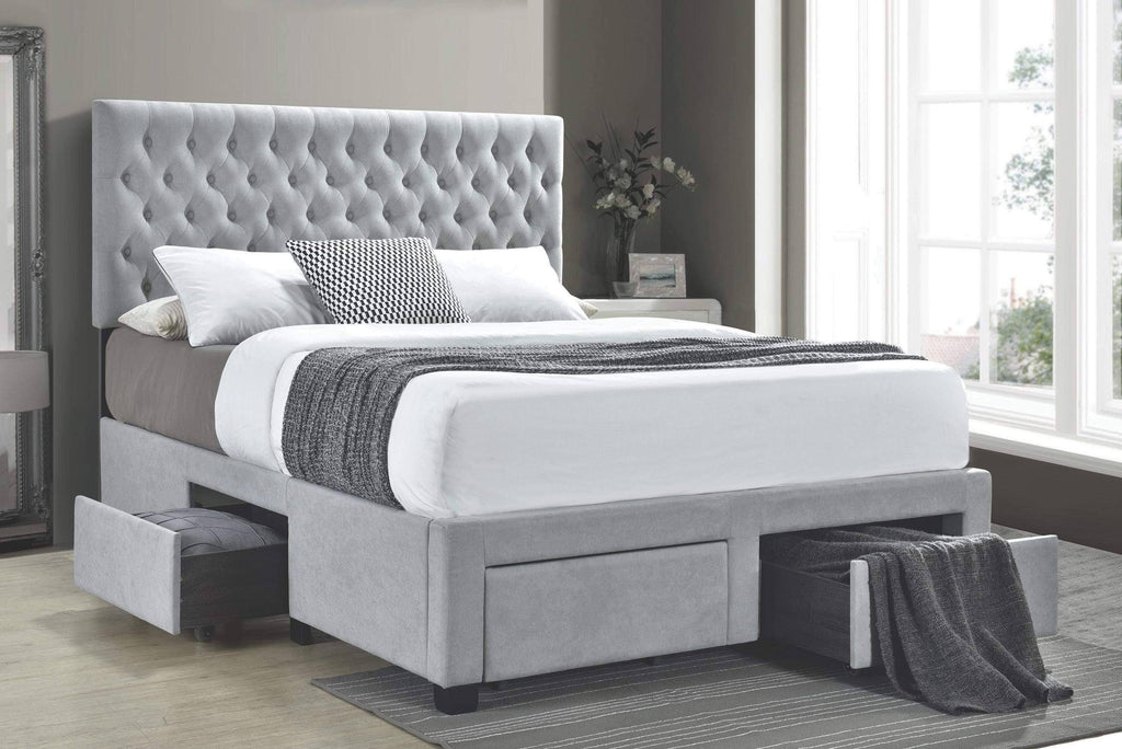 Light Grey Upholstered Full Storage Bed V88244