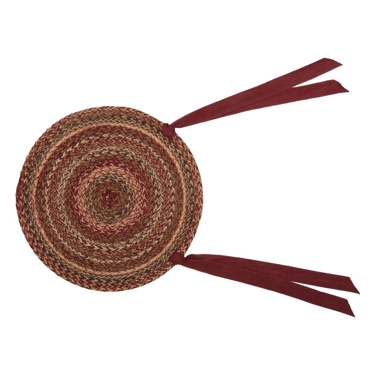 Red Striped Round Jute Chair Pad Set of 6 A559