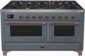 60 Dual Fuel Propane Gas Range Blue Grey Bronze Trim T1273