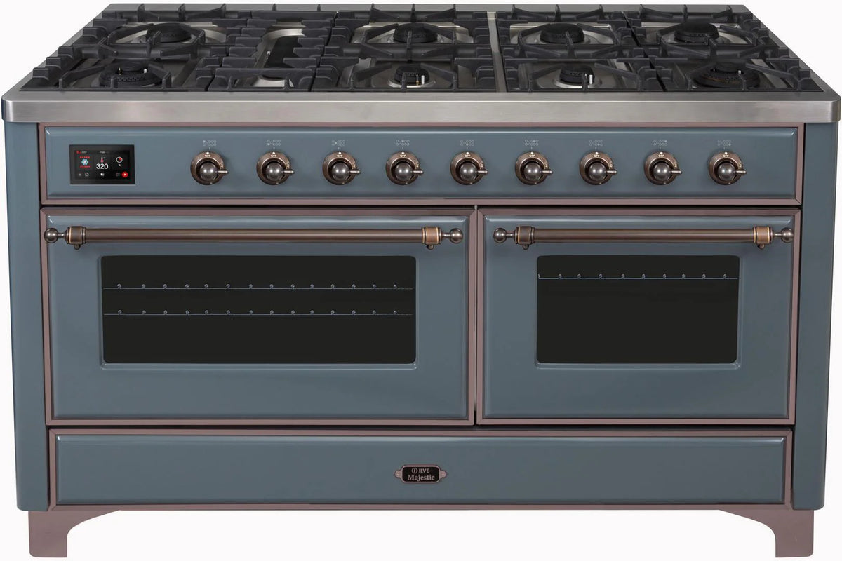 60 Dual Fuel Propane Gas Range Blue Grey Bronze Trim T1273