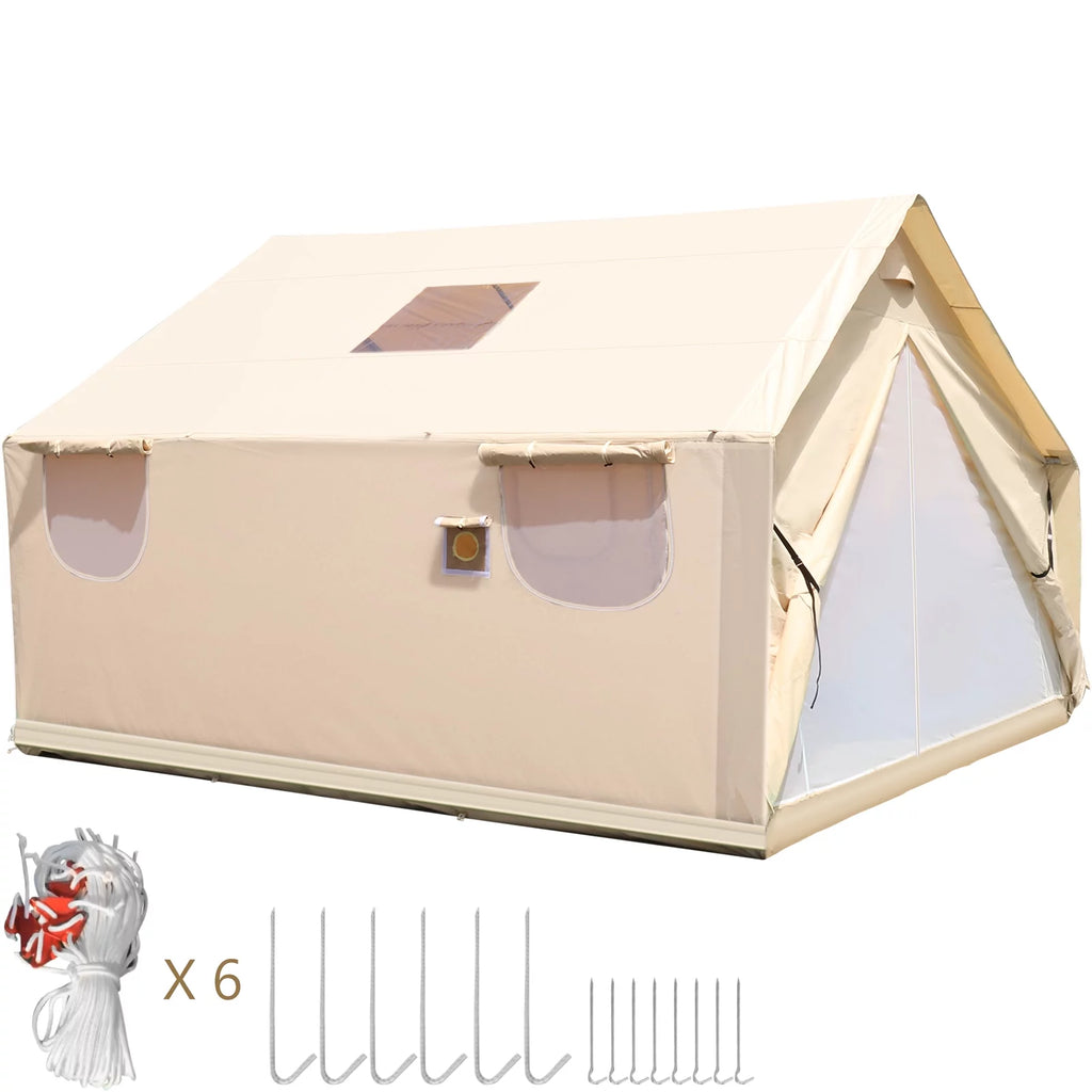 Canvas Wall Tent 10x12ft with PVC Storm Flap Waterproof with Stove Hole E94511