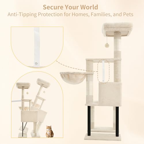 49.2 Inches Smoky Gray Cat Tree Y93741