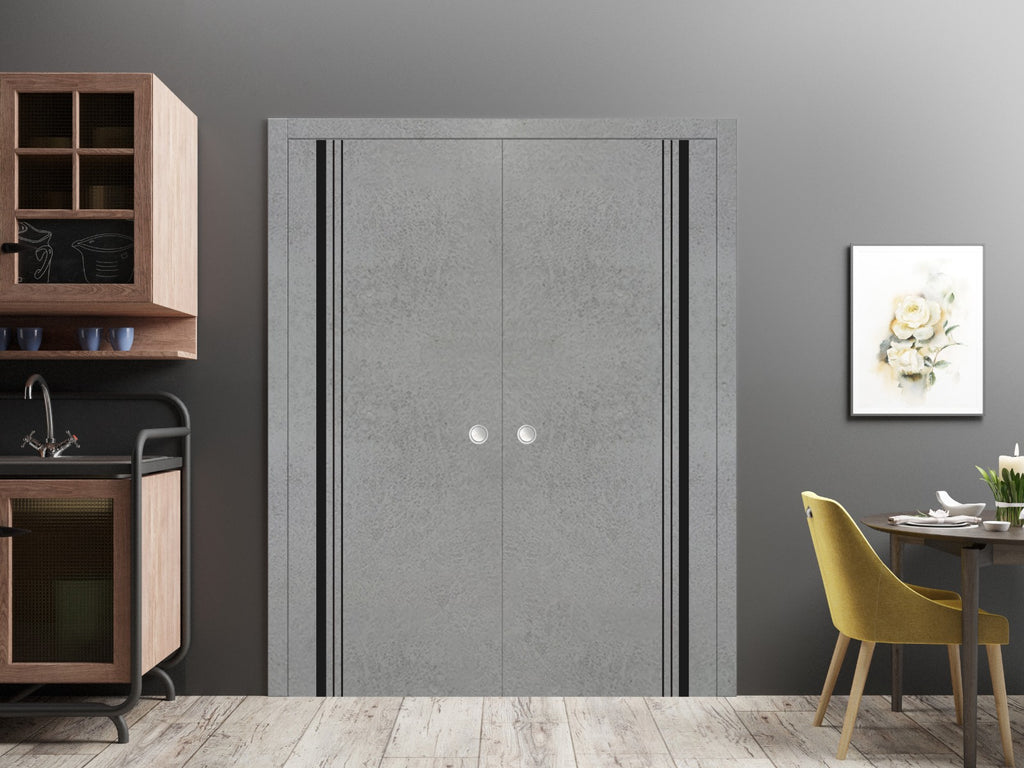 Sliding French Double Pocket Doors 36 x 84 inches Solid Wood Interior Doors P275484