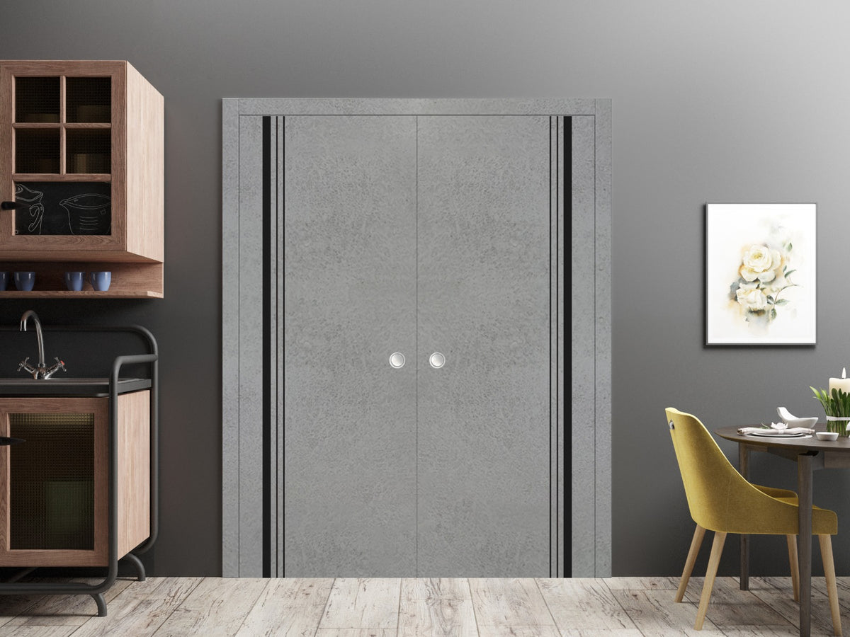 Sliding French Double Pocket Doors 36 x 84 inches Solid Wood Interior Doors P275484