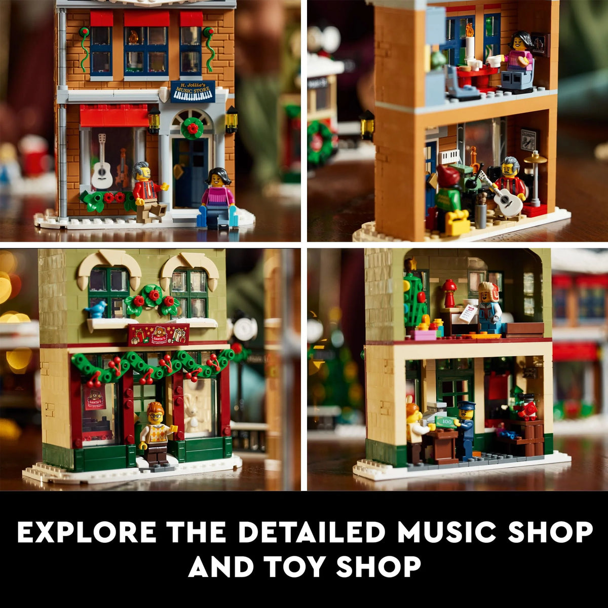 Building Set with Shops, Streetcar and 6 Minifigures F65465