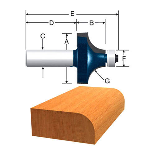 3/4 inch Carbide Tipped Roundover Bit X368