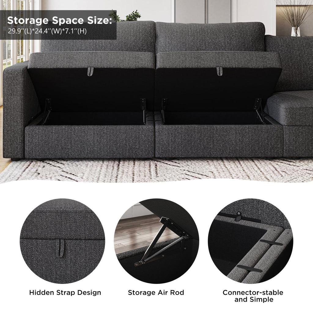 Oversized Modular Sectional Sofa Set with Storage Ottoman O2815