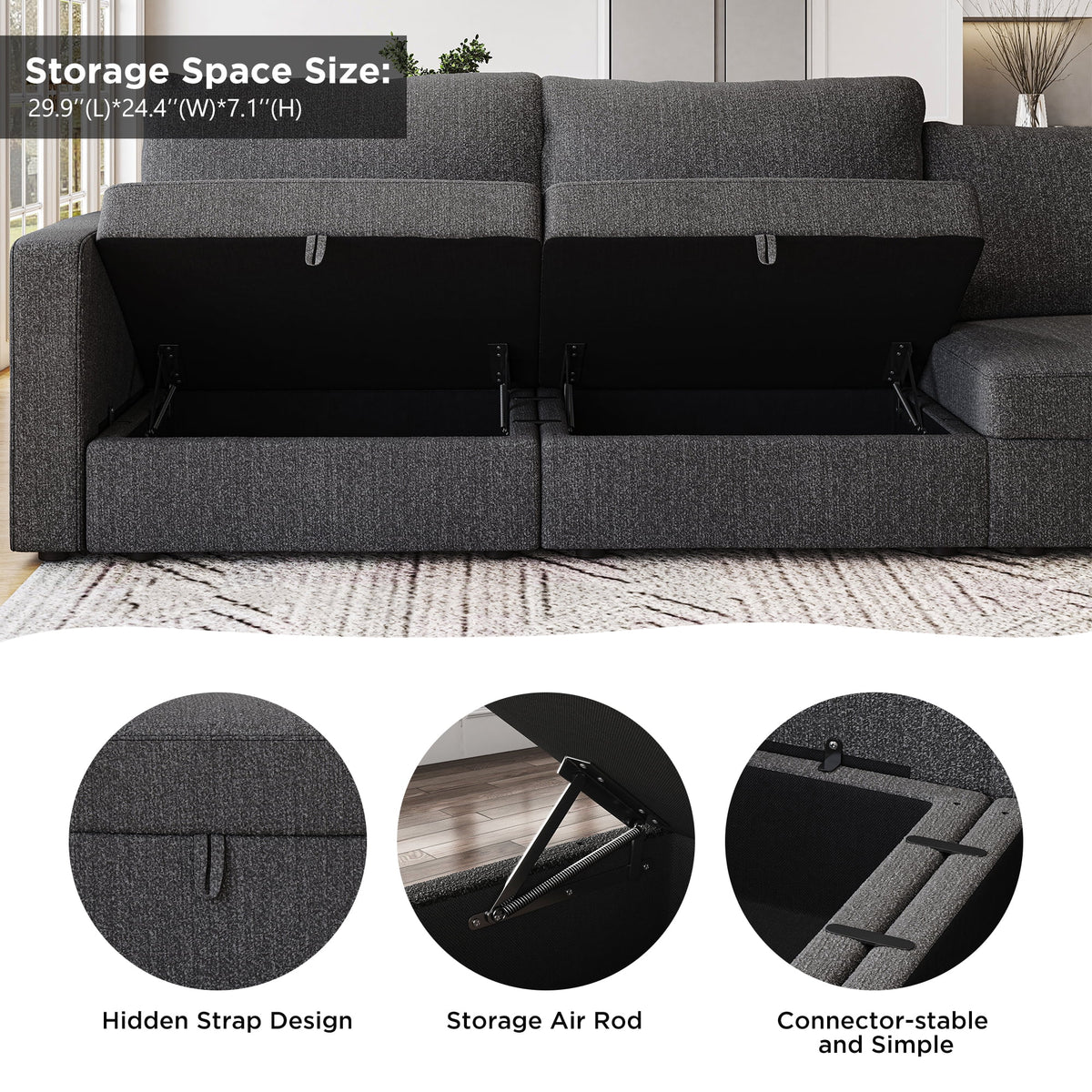 Oversized Modular Sectional Sofa Set with Storage Ottoman O2815