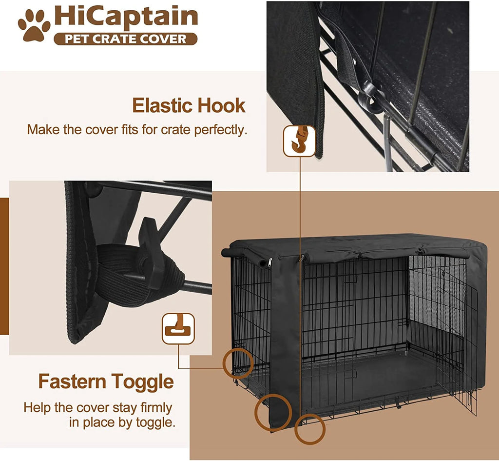 Black Folding Dog Crate Cover for 24 Inch Wire Pet Cage F5455