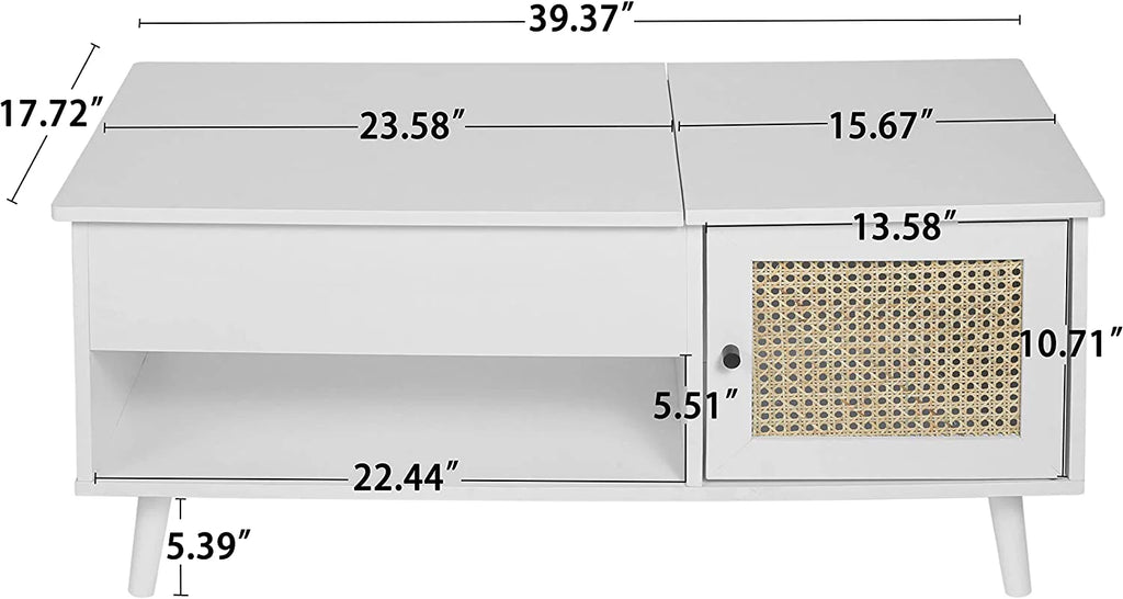 Lift Top Coffee Table with Hidden Compartment White Q665