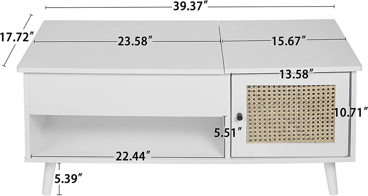 Lift Top Coffee Table with Hidden Compartment White Q665