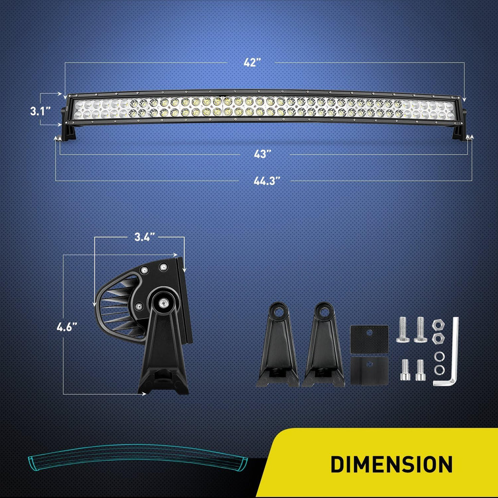 42Inch 240W Curved LED Work Light Spot Flood Combo Driving Fog Lights, Pack of 2 C19055