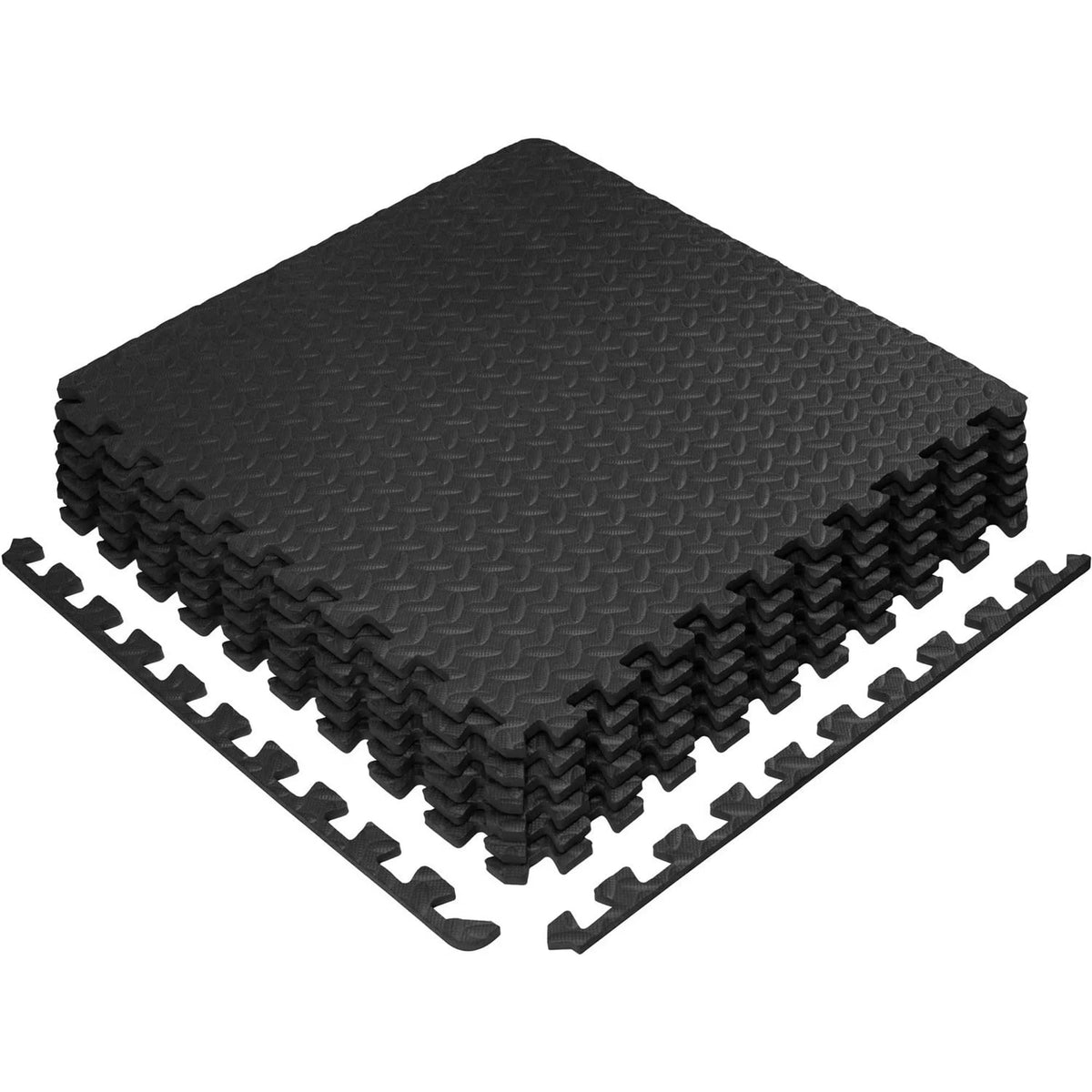 6 pcs Interlocking Exercise Foam Mats 3/8 inch Black N86024
