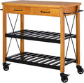 Kitchen Island Cart with 2 Drawers and Open Storage Shelves T9530