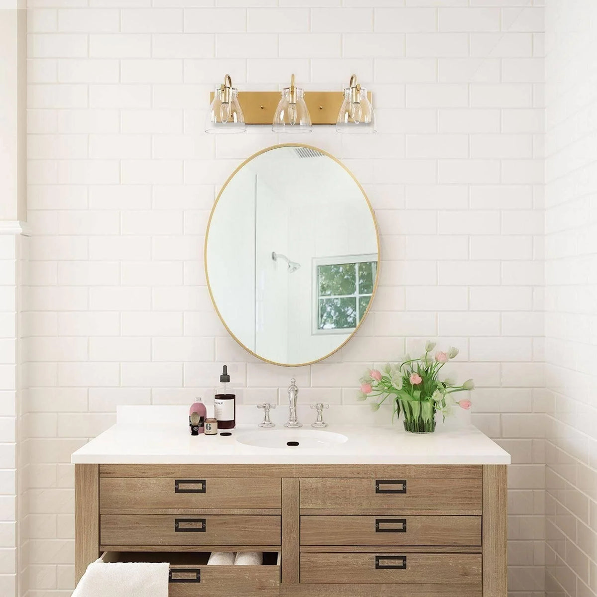 Clear Glass Gold 3-Light Wall Sconce K5356