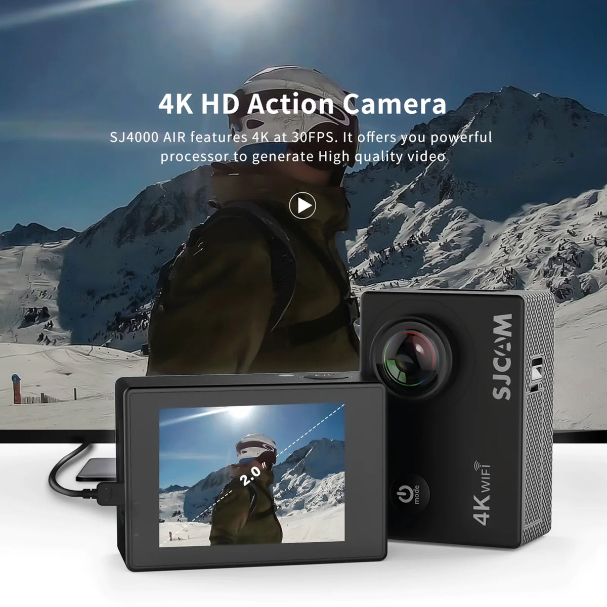 4K Sports Camera with WiFi and 2 Inch IPS Screen R6463