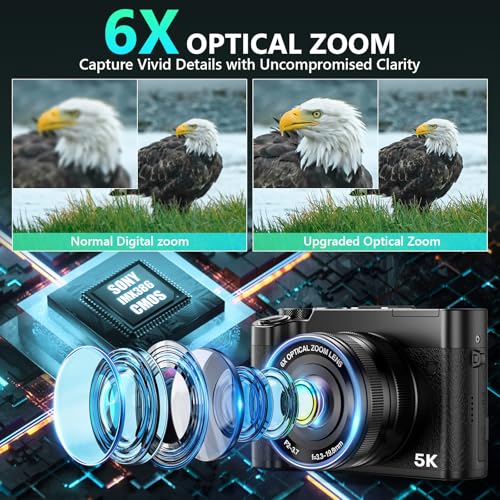 5K Digital Camera 64MP 6X Optical Zoom Autofocus Dual-Lens T43441