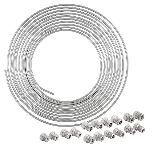 25 ft 3/16 316L Stainless Steel Brake Line Tubing Coil and Fitting Kit M11254