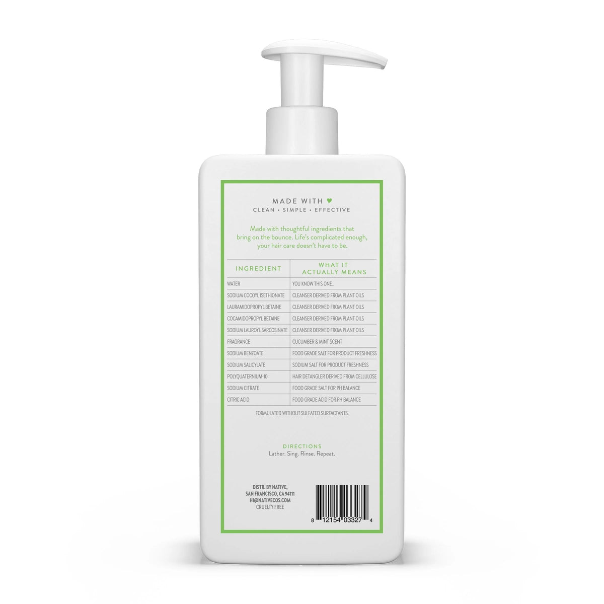 Volumizing Shampoo Cucumber & Mint Sulfate & Paraben Free 16.5 oz S25738