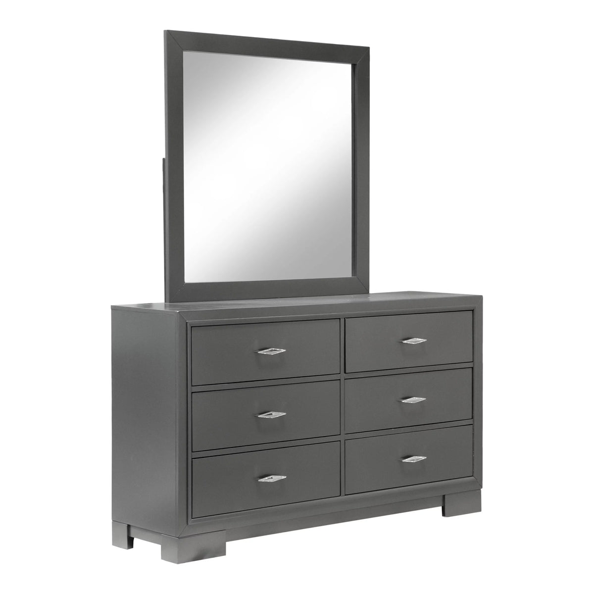 Gray Wood 6-Drawer Dresser with Mirror S671919