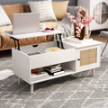 Lift Top Coffee Table with Hidden Compartment White Q665