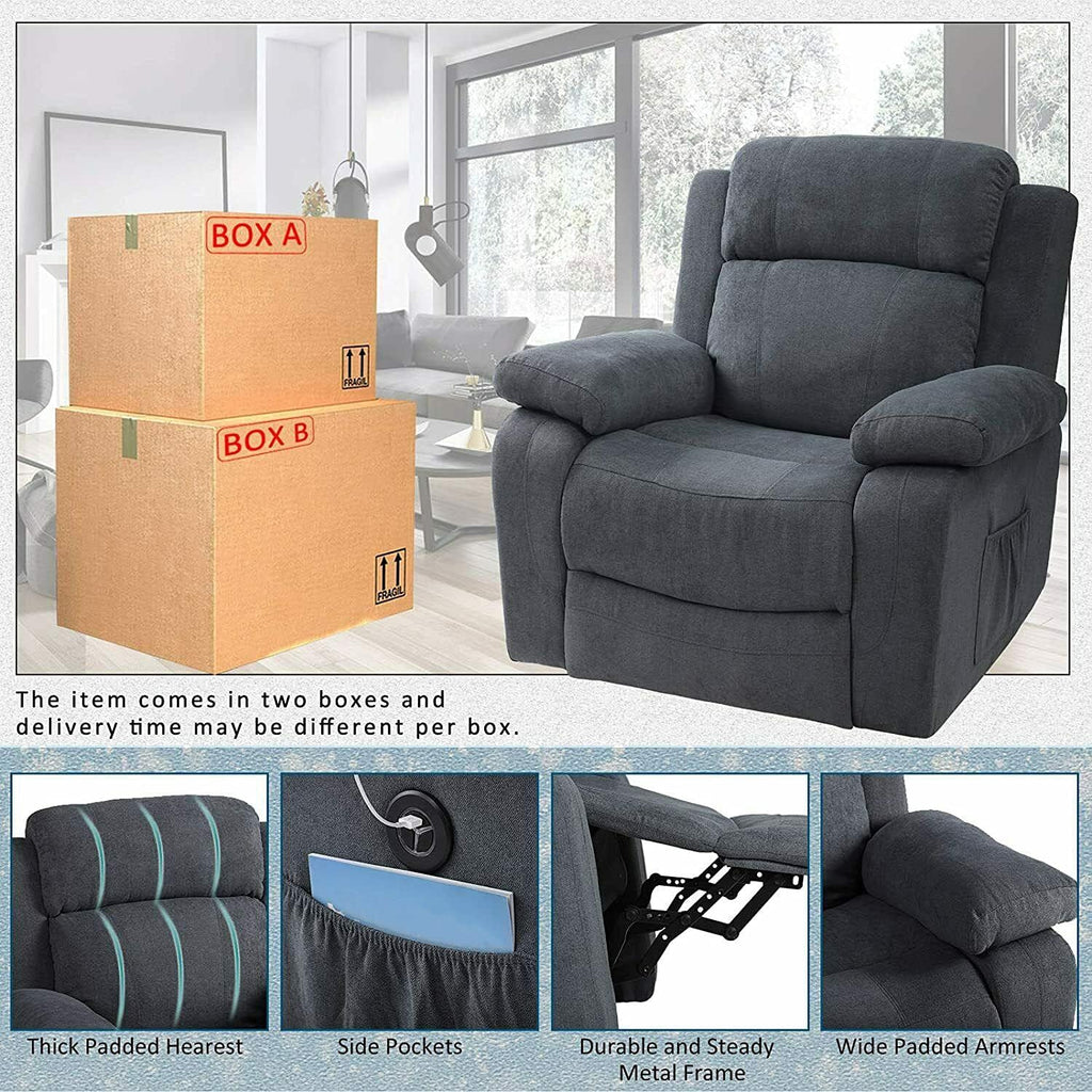 Grey Linen Electric Power Lift Recliner Sofa with Remote Control T73943