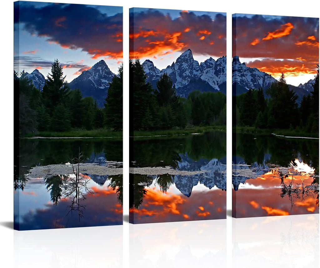 3 Pieces Stretched and Framed Canvas Wall Art Paintings 12x24inchx3pcs I542