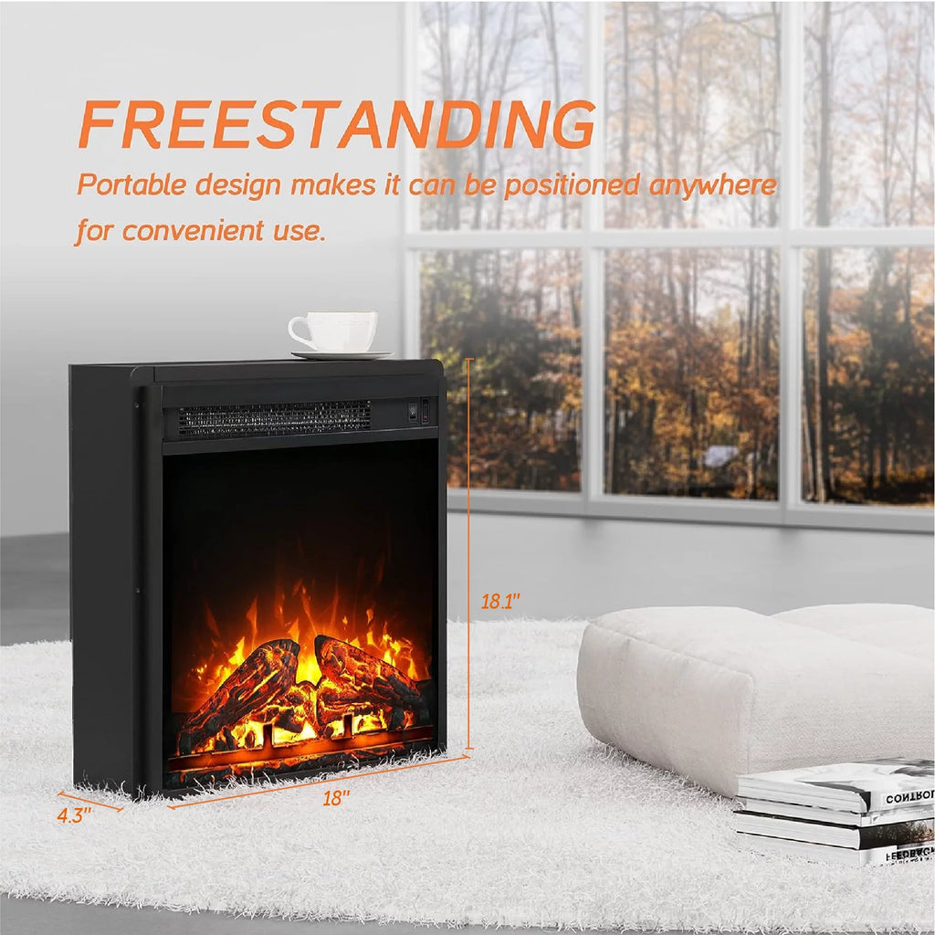 White TV Stand with Electric Fireplace and Sliding Barn Door K537
