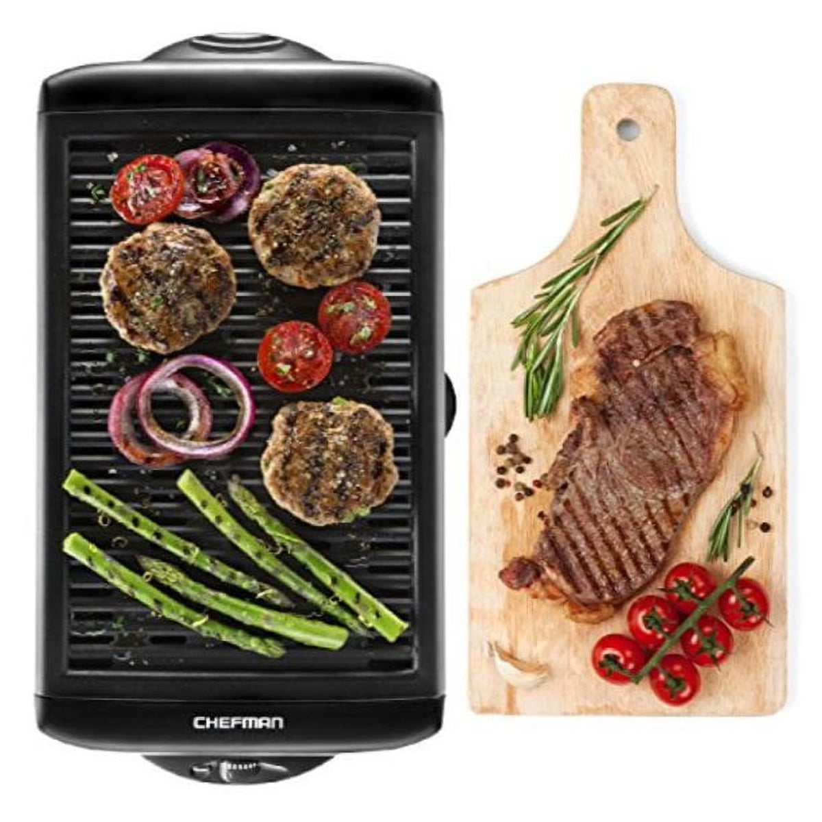 Black Electric Smokeless Indoor Grill with Non-Stick Cooking Surface I12944