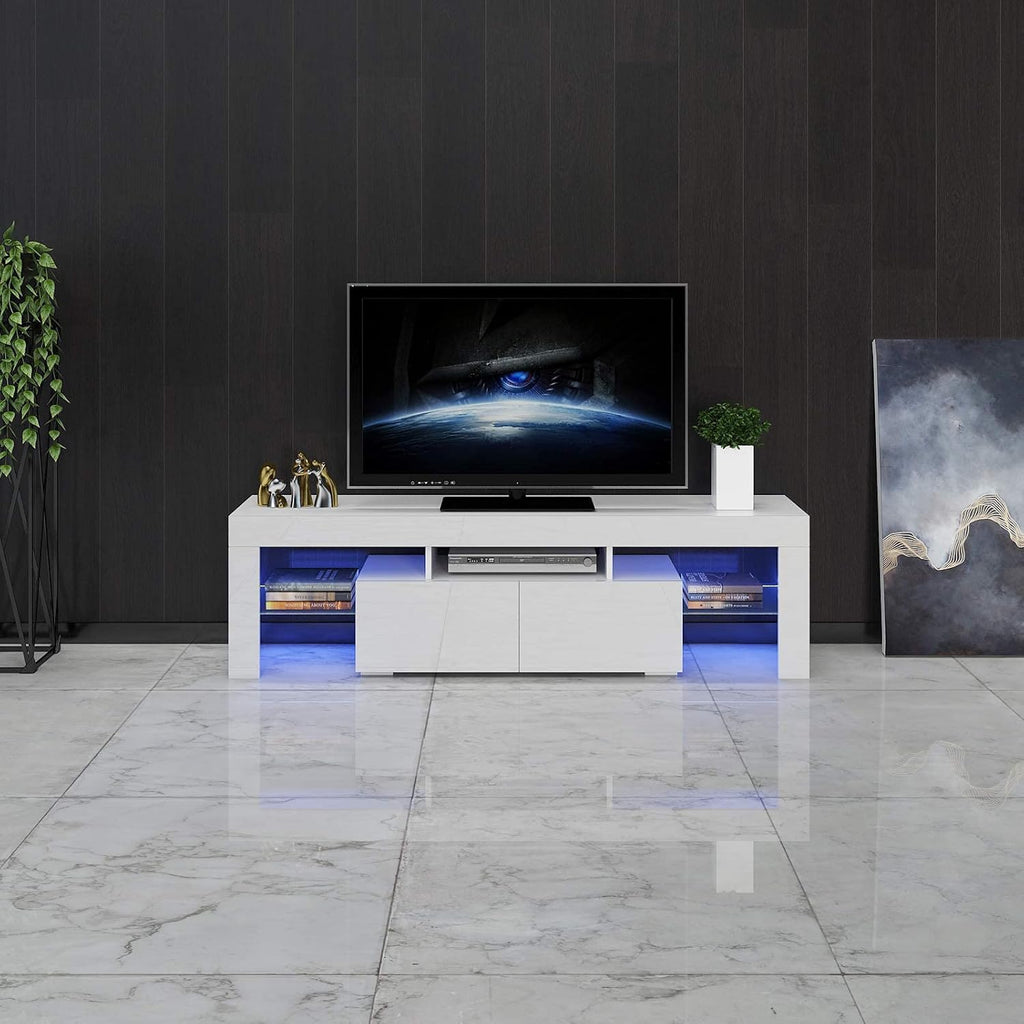 White High Gloss TV Cabinet with Storage and 2 Drawers J34769