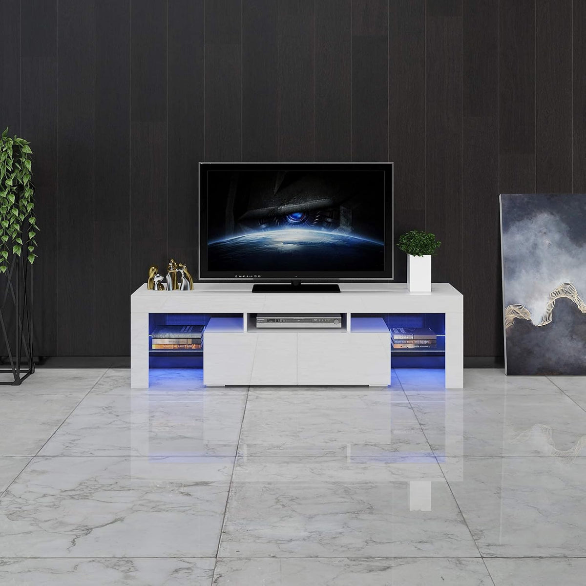 White High Gloss TV Cabinet with Storage and 2 Drawers J34769