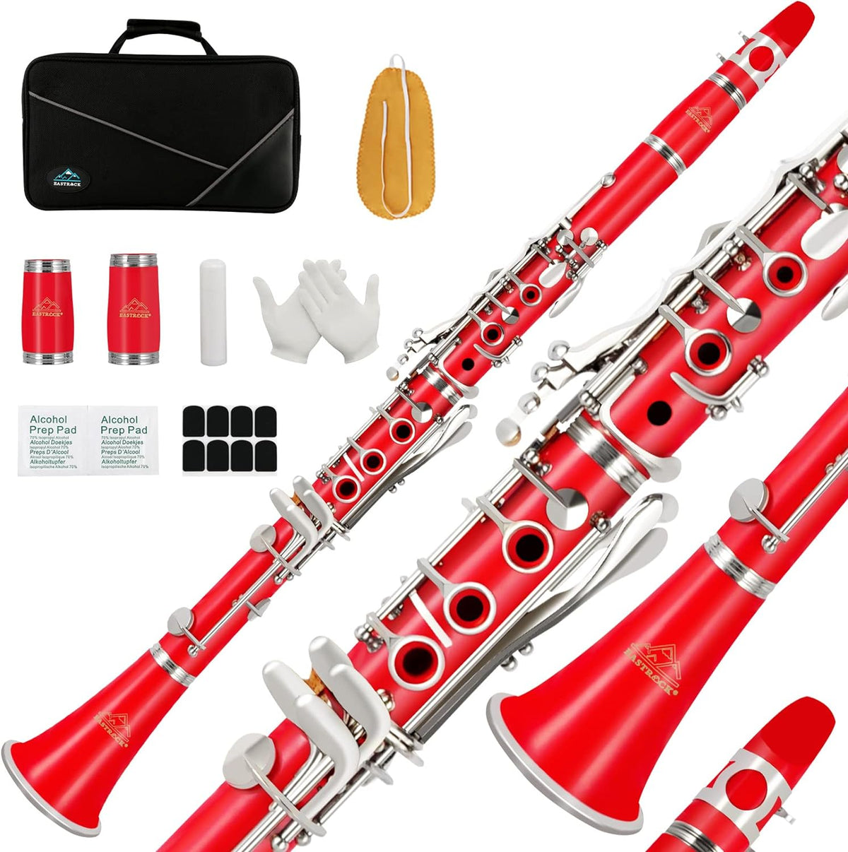 Bb Flat 17 Nickel Keys Clarinet with Hard Case and Cleaning Kit B9362