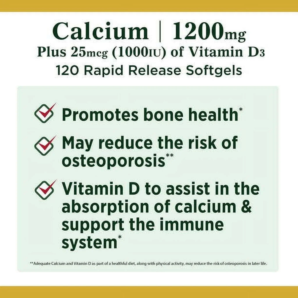 1200 mg Calcium Vitamin D3 Softgels, 120 Count M969