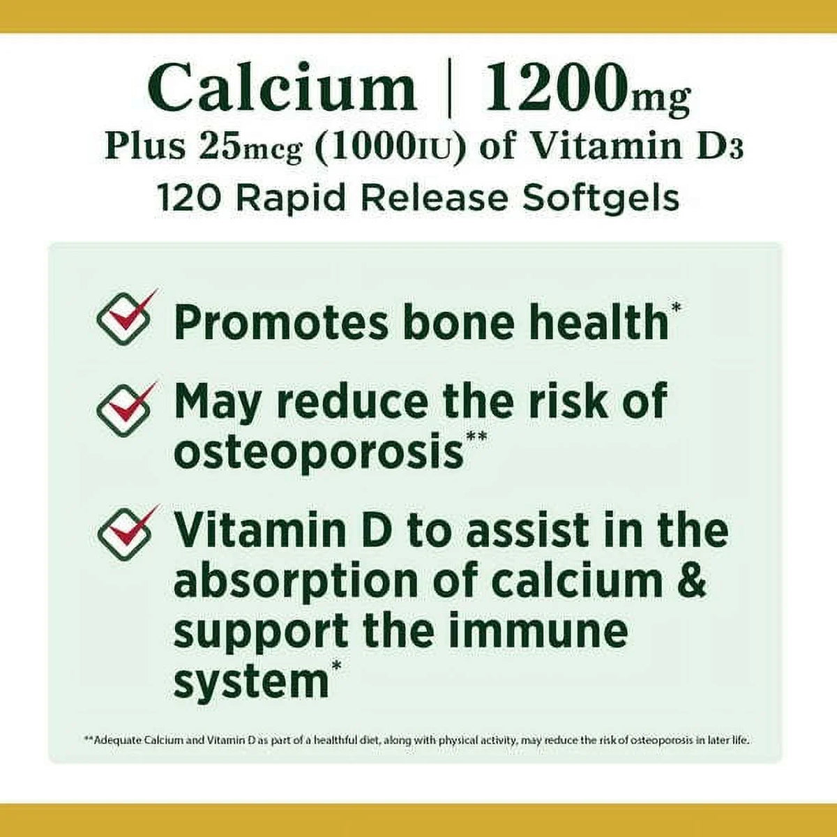 1200 mg Calcium Vitamin D3 Softgels, 120 Count M969