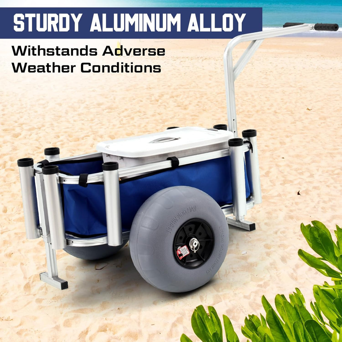 Heavy Duty Aluminum Beach Fishing Cart with Large Wheels I3684