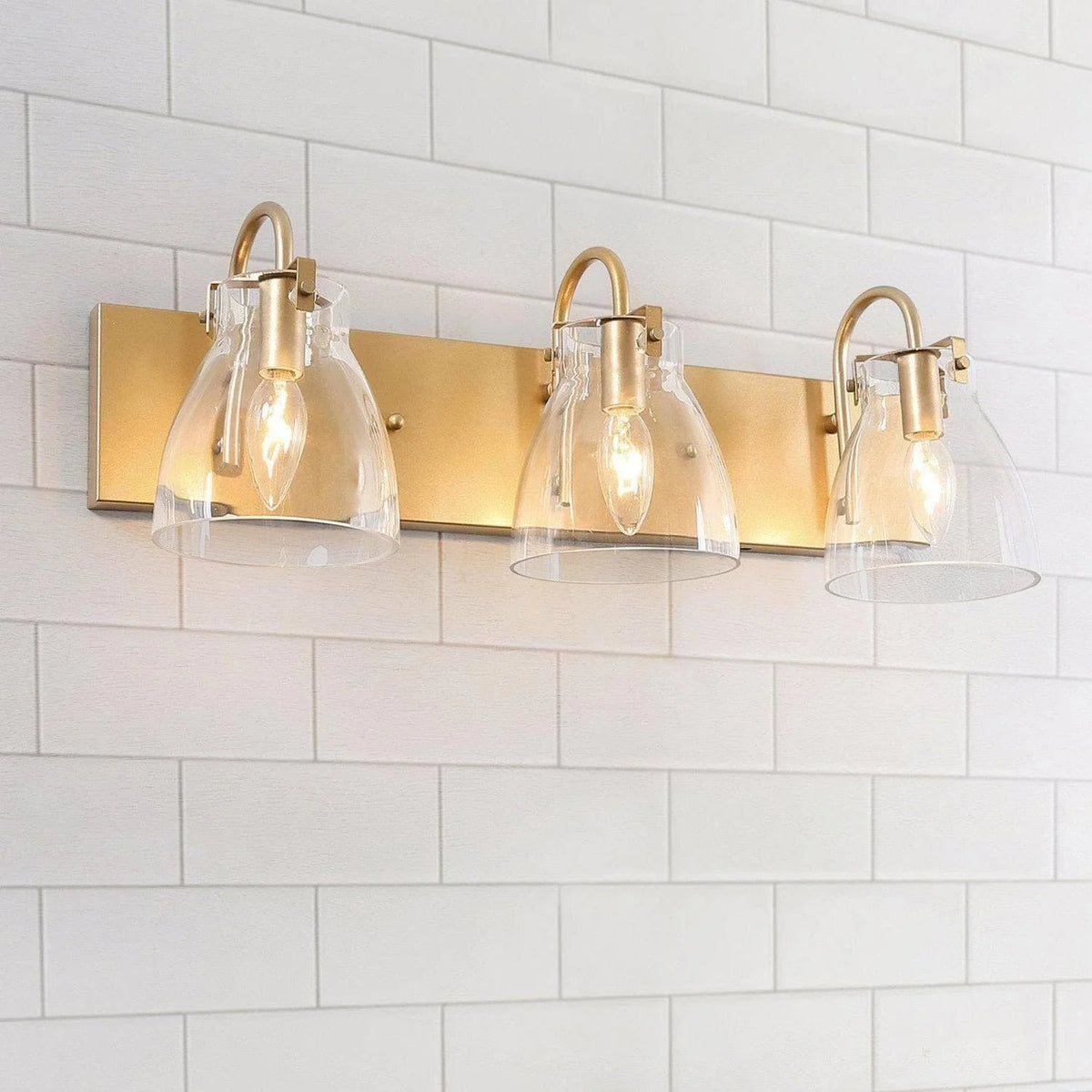 Clear Glass Gold 3-Light Wall Sconce K5356